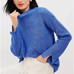 LOFT Women's Blue Knit Mock Neck Sweater Size Medium